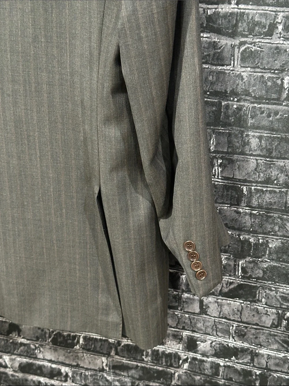 Canali Men's Gray & Brown Pinstripe Three-Button Suit Jacket